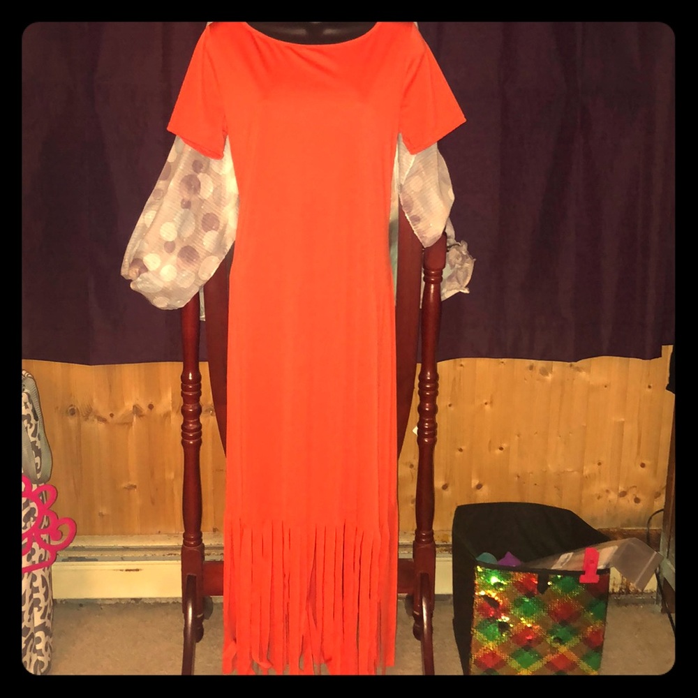 Yellow fringe maxi dress